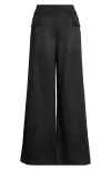 Hue Faux Suede Wide Leg Pants In Black