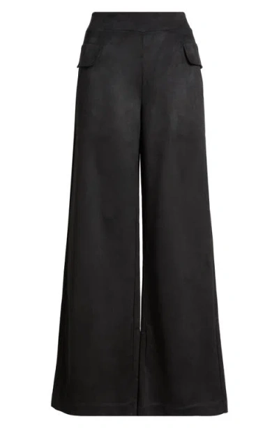 HUE HUE FAUX SUEDE WIDE LEG PANTS