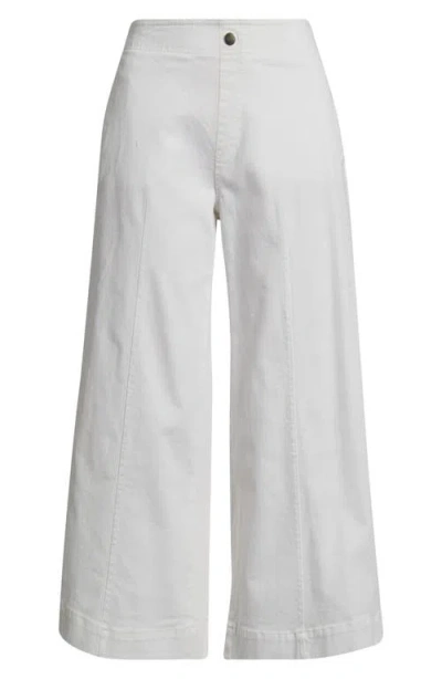 Hue Fine Lines Crop Wide Leg Pull-on Pants In White
