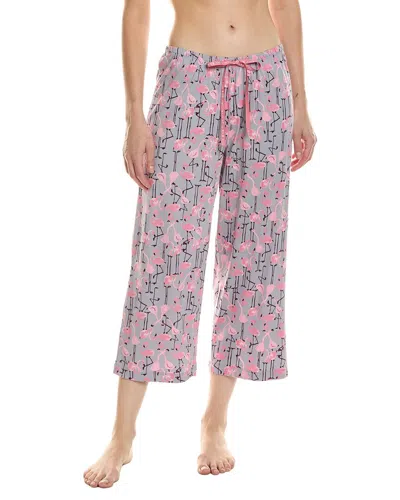 Hue Flamingo Strut Pajama Capri In Gray