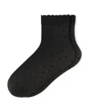 Hue Flocked Dot Mesh Anklet Socks In Black