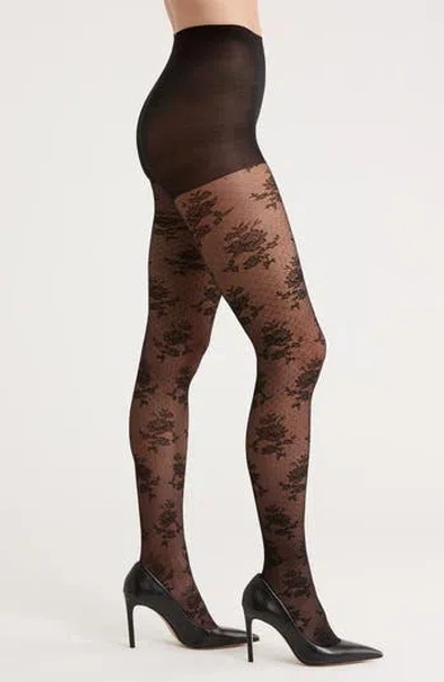 Hue Floral Bouquet Control Top Tights In Blue