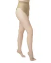 Hue French Lace Control Top Sheer Tights In Gray