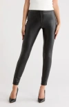 Hue Front Zip Faux Leather Leggings In Black