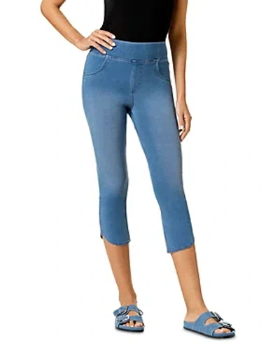 Hue Game Changing Tulip Hem Denim Leggings In Classic Light Wash