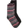 Hue Geo Fair Isle Assorted 2-pack Crew Socks In Charcoal Pack