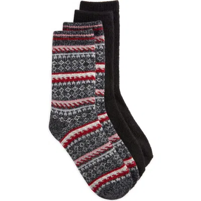 Hue Geo Fair Isle Assorted 2-pack Crew Socks In Charcoal Pack