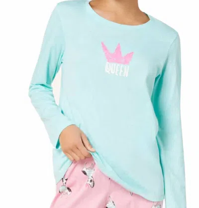 Hue Graphic Printed Pajama Top In Aruba Blue