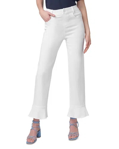 Hue High Rise Ruffle Hem Skimmer Jeans In White