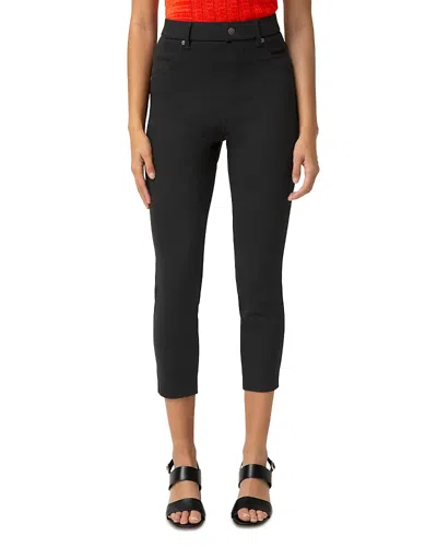 Hue High Rise Ultra Soft Denim Capri Leggings In Medium Wash In Black