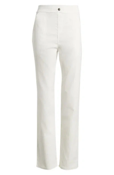 Hue High Waist Straight Leg Pants In White