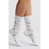 Hue Jeans Cotton Blend Crew Socks In White Floral