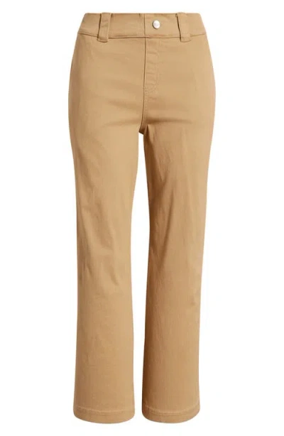 Hue Kick Flare Stretch Cotton Pull-on Pants In Brown