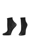 Hue Leopard Mesh Anklet Socks In Black