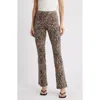 Hue Leopard Print Pull-on Bootcut Jeans In Brown