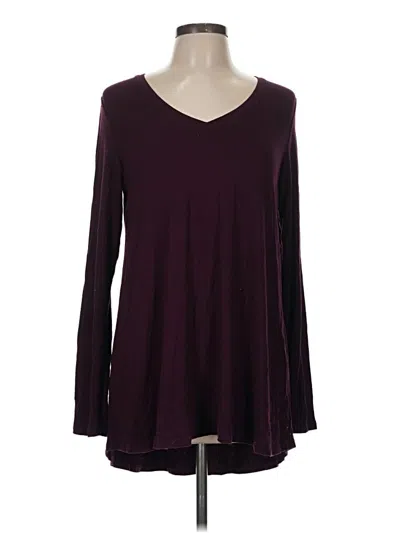 Pre-owned Hue Long Sleeve T-shirt In Burgundy