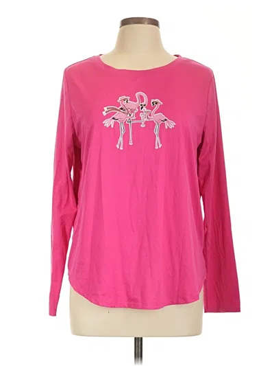 Pre-owned Hue Long Sleeve T-shirt In Pink