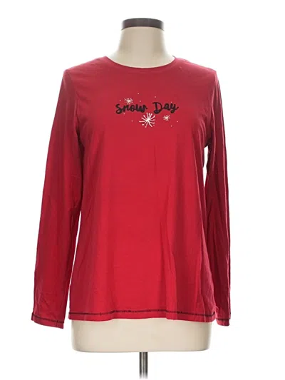 Pre-owned Hue Long Sleeve T-shirt In Red