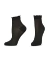 Hue Metallic Opaque Anklet Socks In Black