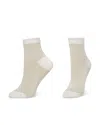 Hue Metallic Opaque Anklet Socks In Neutral