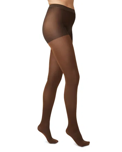 Hue Metallic Opaque Control Top Tights In Brown