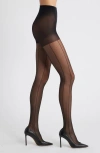 Hue Metallic Pinstripe Control Top Tights In Black Gold