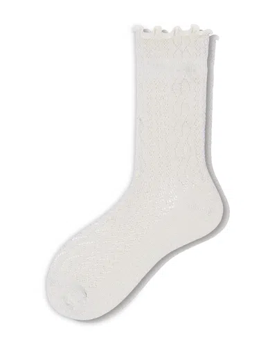 Hue Metallic Pointelle Ankle Socks In White