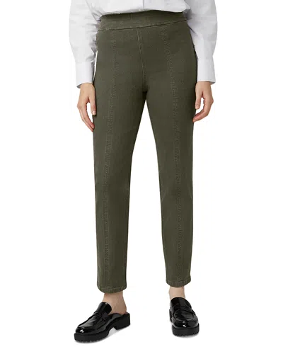 Hue Mid Rise Straight Jeans In Olive Night In Green