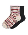 Hue 2-pack Wool Blend Mini Crew Socks In Multi Strip