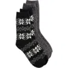 Hue Women's 2-pack Nordic Snowflake & Solid Crew Socks In Black Pack