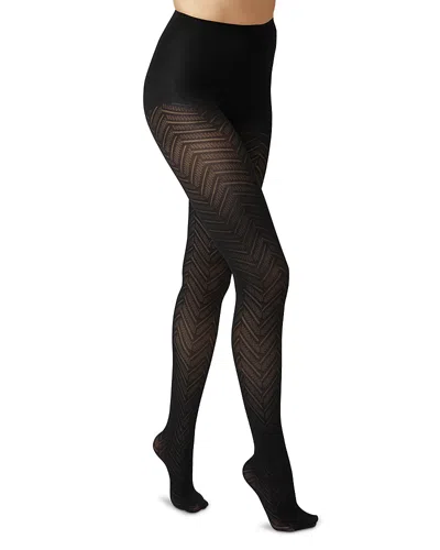Hue Opaque Control Top Chevron Tights In Black