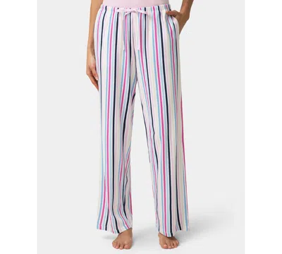 Hue Plus Size Cozy Canine Striped Mid-rise Pants In White