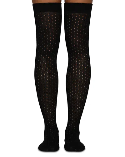 Hue Pointelle Over The Knee Socks In Black