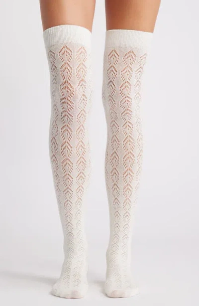 Hue Pointelle Over-the-knee Socks In Pristine