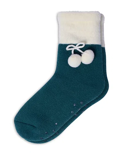 Hue Pompom Slipper Socks In Green