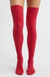 Hue Qpaque Over The Knee Socks In Red