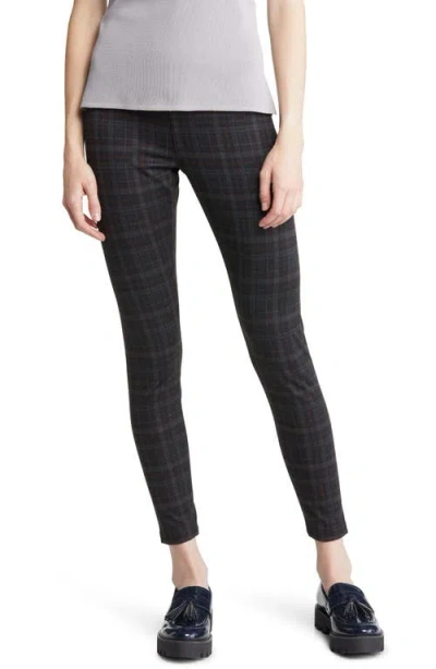 Hue Reversible Ponte Leggings In Plaid/black
