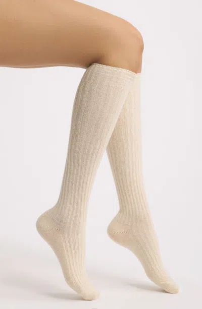 Hue Rib Knee Socks In Ivory