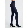 Hue Cotton Blend Cable Tights In Blue