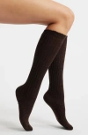 Hue Rib Tweed Knee High Socks In Brown