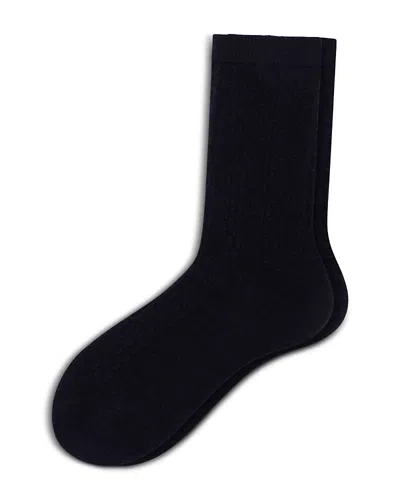 Hue Ribbed Cable Crew Socks In Black