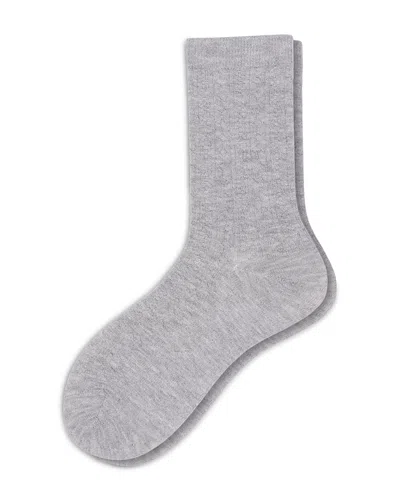 Hue Ribbed Cable Crew Socks In Gray