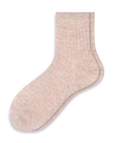 Hue Ribbed Cropped Crew Socks In Pink
