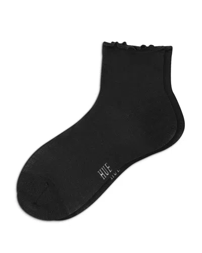 Hue Ruffle Edge Ankle Socks In Black
