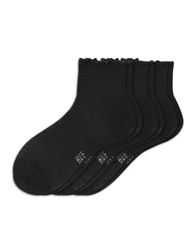 Hue Ruffle Edge Ankle Socks, Pack Of 3 In Black