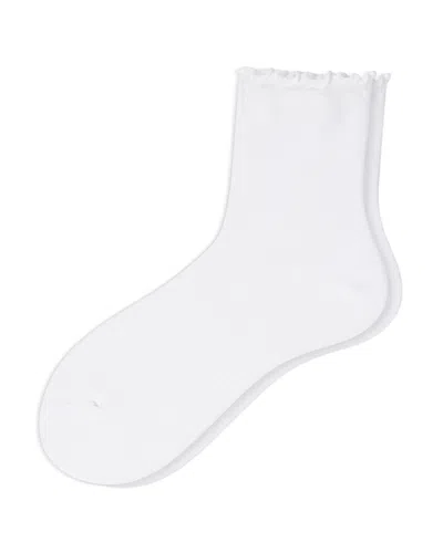 Hue Ruffle Edge Ankle Socks In White