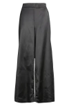 Hue Sateen Wide Leg Pants In Black
