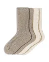 Hue Sequin Soft Rib Crew Socks, Pack Of 2 In Taupe Pack