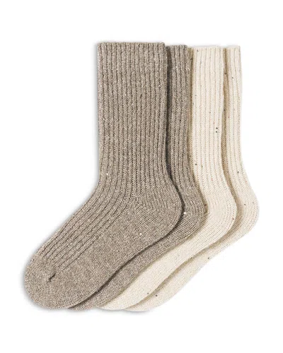 Hue Sequin Soft Rib Crew Socks, Pack Of 2 In Taupe