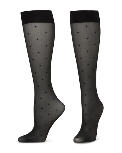 Hue Sheer Dot Knee High Socks In Black